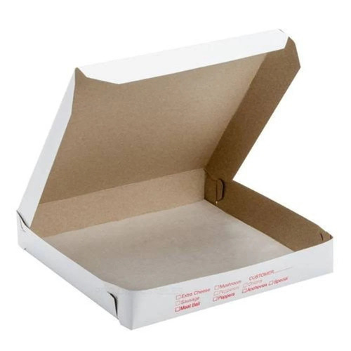 Paper Pizza Boxes - Durable Eco-Friendly White Paper Food Packaging, Rectangular Shape