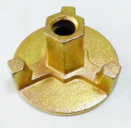 Scaffolding Anchor Nut - EN8 Grade, 3.0 Inch Length, 5 Inch Diameter, Golden Color | Secure Anchoring for Safety and Stability