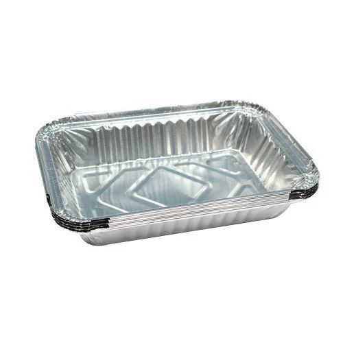 Silver Packing Aluminium Container - 450 ml , Rectangular Shape, Lightweight Design, High Heat Resistance, Durable, Corrosion Resistant, Leak-Proof Edges, Eco-Friendly, Recyclable