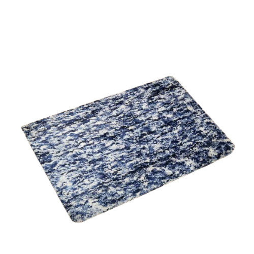 Cotton Anti Skid Bedroom Door Mat - 20 mm Thick, Water Resistant, Slip Resistant, Bacteria Resistant, Hand Washable in Blue and White