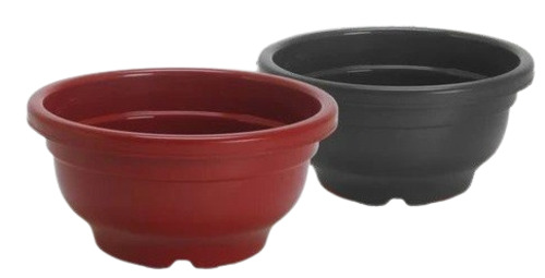 Bonsai Plant Pot - Plastic, 12 Inch, Brown & Black | Durable, Fine Finished, Round, Plain Pattern for Garden Aesthetics