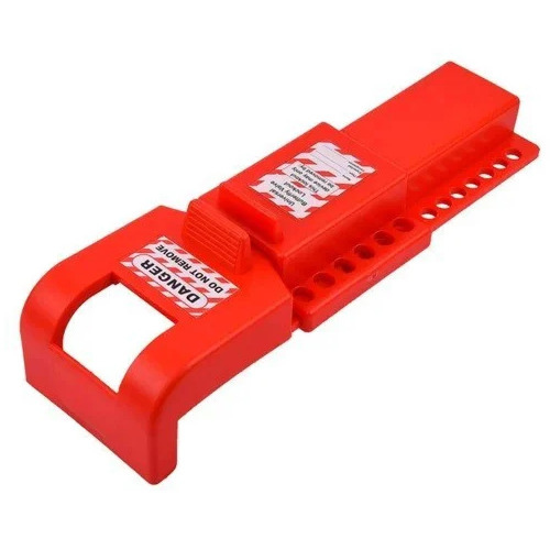 Butterfly Valve Lockout - Large Size, Red Powder Coated ABS Plastic | Industrial Use, Electrical Purpose, Rectangular Shape