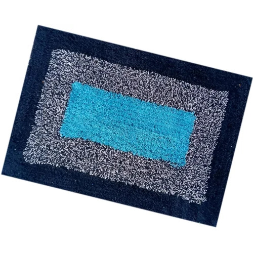 Cotton Floor Mat - 20 mm Thick, Water Resistant & Slip Resistant | Bacteria Resistant, Hand Washable, Plain Design in Blue, White & Black