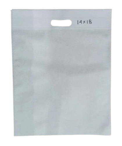 D Cut Non Woven Bag - 14x18 Inches, 2kg Capacity | Plain White Design, Ideal for Household Use