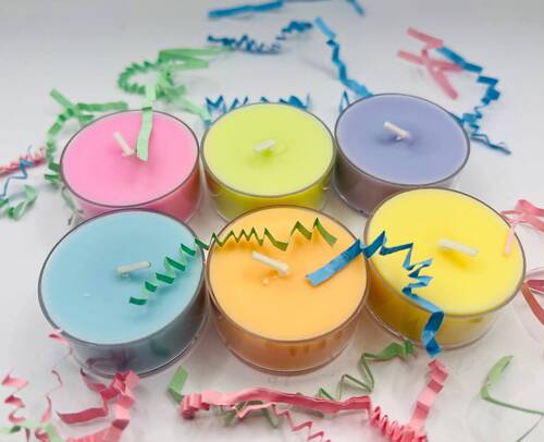 Glass Candles - Handmade Paraffin Wax, Packet of 6 | Long Burn Time, Smooth Flame, Multi-Color with Scented Variants, Decorative Appeal, Non-Toxic Wax