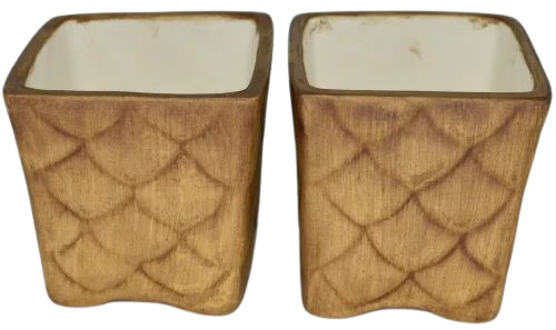 Handmade Ceramic Planter Pot - Ceramic, 10x6 Inch, Brown | Durable, Square Shape, Fine Finished, Very Good Quality, Plain Pattern