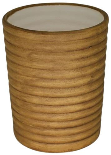 Handmade Spiral Ceramic Planter Pot - Ceramic, 12x7 Inch , Brown Color, Fine Finished, Durable with Plain Round Design for Garden Use