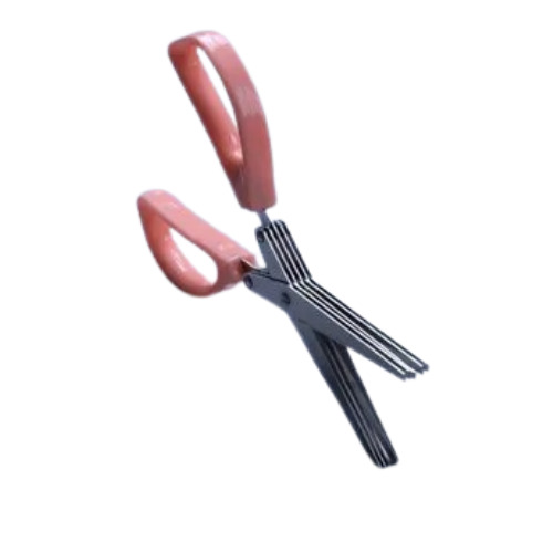 Kitchen Herb Scissor - Stainless Steel Blades, Red and Silver Design | Multi-Blade Precision Cutting, Comfortable Grip, Rust Resistant