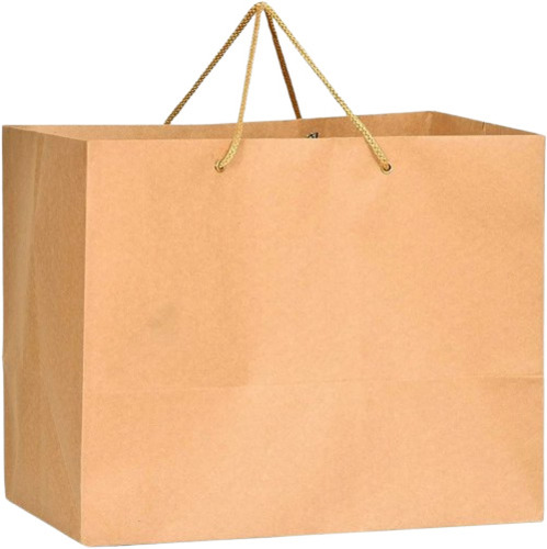 Kraft Paper Shopping Bag - 8x10 Inches , Brown Color , 2kg Capacity , Loop Handle , Plain Design
