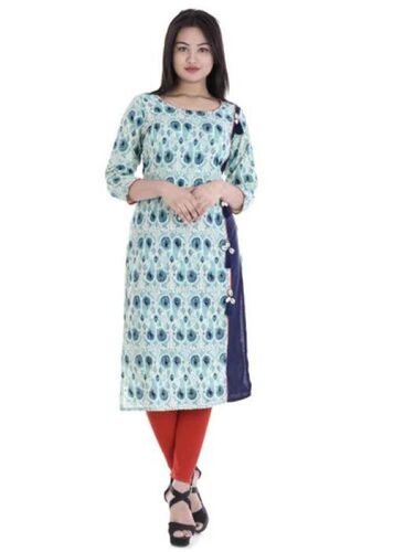 Ladies Cotton Slub Printed Kurti - Soft Cotton Fabric, Full-Length Coverage, Intricate Patterns | Elegant Design, Breathable Material, Comfortable Fit, Lightweight, Easy to Wash