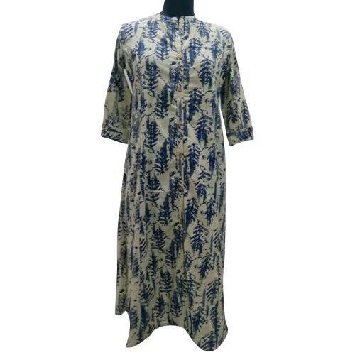 Ladies Flex Printed Kurti - Cotton Blend, Custom Sizes (XS-Plus) | Elegant Design, Breathable Material, Anti-Wrinkle, Quick Dry