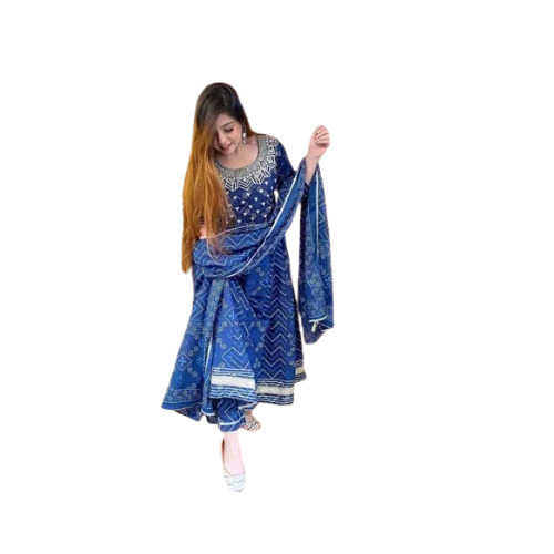 Ladies Anarkali Suit - Cotton, Sizes M, S, XL, XXL, Multicolor | Embroidered Design, Three-Quarter Sleeves, Party Wear