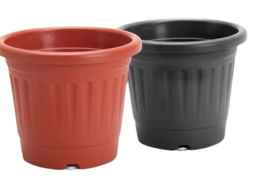 Plastic Outdoor Plant Pots - Plastic, Dimensions: 12/10/8/5 Inch, Color: Brown & Black | Durable, Round, Fine Finished, Very Good Quality