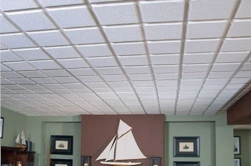 PVC Gypsum Ceiling Tiles - 7 mm Thick Multi Color Matt Finish | Impact Water & Dust Resistant Non-Slip Wear-Resistant Plain Design