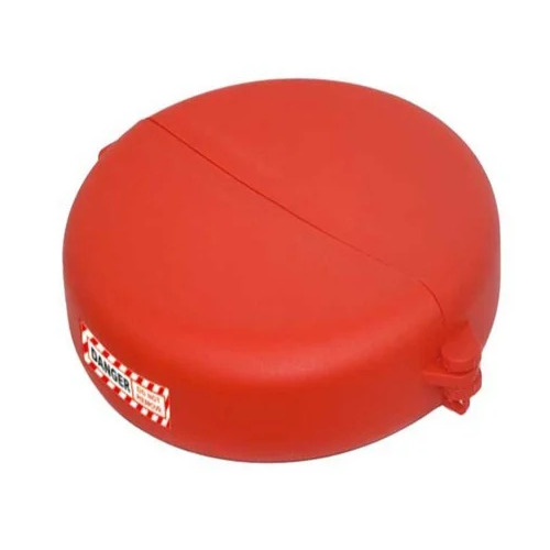 Red Gate Valve Lockout - Polypropylene Plastic, 355 mm Inside Diameter, Red Color, Supports Up to 3 Padlocks, Designed for Industrial Use