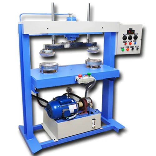 Semi Automatic Double Die Paper Plate Making Machine - 14 Inch Plate Size, 9000 Pieces/Hour, 1.5 HP Motor, Blue Painted Finish | Mild Steel, Single Phase, 50 Hz, Non-Computerized