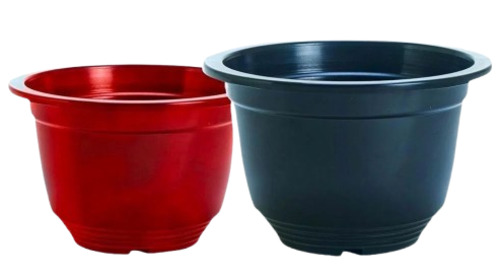 Smart Plastic Flower Plant - Plastic, 12 Inches, Red & Black | Round, Durable, Fine Finished, Very Good Shape, Plain Pattern, Garden Use