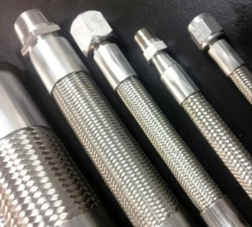 Stainless Steel Braided Hose Pipe - Stainless Steel, Silver | Abrasion Resistant, Pressure Resistant, Corrosion Resistant, Flexible Design, Heat Resistant, Leak-Proof, High Tensile Strength