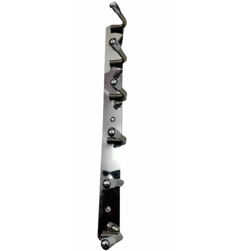 6 Hook Wall Hanger - Stainless Steel, 9 Inch Rectangular Design | Rust Free, Wall Mounted Installation, Chrome Finish