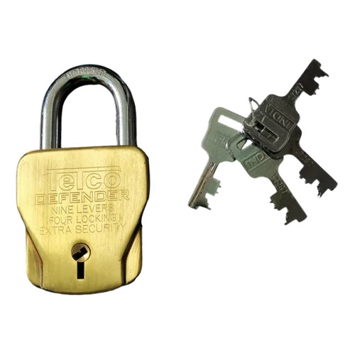 Brass Safety Padlock - 70 mm Size, Polished Finish, Corrosion Resistant | 4 Keys Included, Square Shape, Ideal for Doors