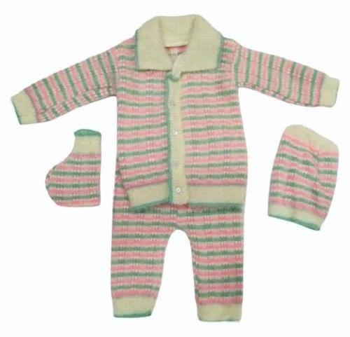 Beige Kids Baby Soft Suit - Wool Striped Sweater for 1-2 Years Unisex Casual Wear | Breathable Anti-Wrinkle Handwash Compatible