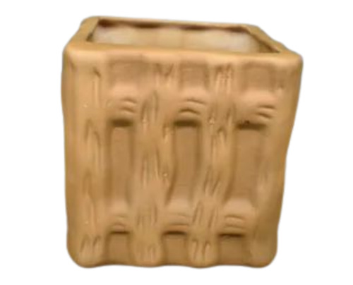 Ceramic Bamboo Planter Pot - 7x4 Inch, Brown | Durable Ceramic Material, Fine Finished with 3mm Thickness for Indoor Use