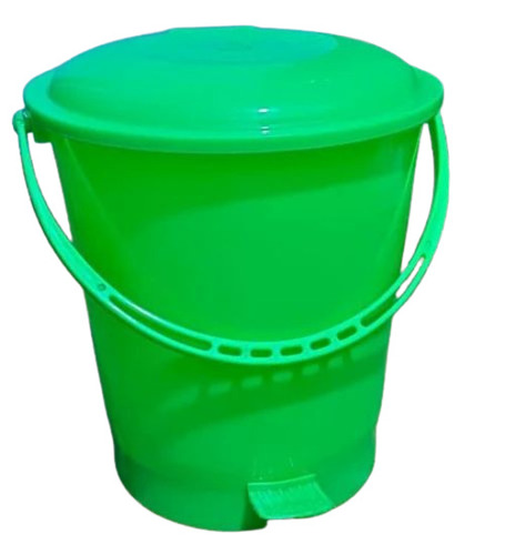 Green Plastic Pedal Dustbin - 12 Liter, Durable Material | Plain Design, Fine Finished, Suitable for Home and Office Use
