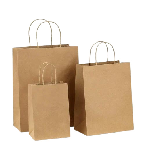 Paper Shopping Bag - 5 Kg Capacity, 16x12 Inch Plain Brown Design | Biodegradable, Moisture Proof, Eco-Friendly, Recyclable with Rope Handle