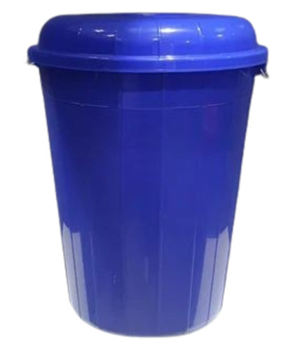 Plastic Dustbin With Lid - PVC Material, 100 Liter Capacity, Durable Blue Color | Fine Finished, Polished Surface Treatment, Plain Design