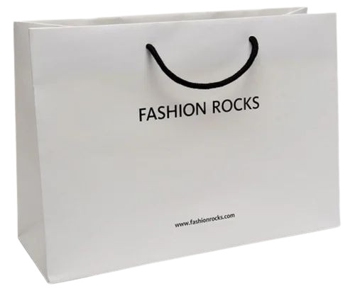 Eco-Friendly Paper Carry Bag - 12x8x3 Inch , 2kg Capacity, White Color, Handled Design