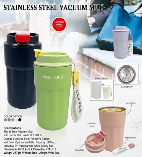 Stainless Steel Vacuum Mug - Color: Green And Black