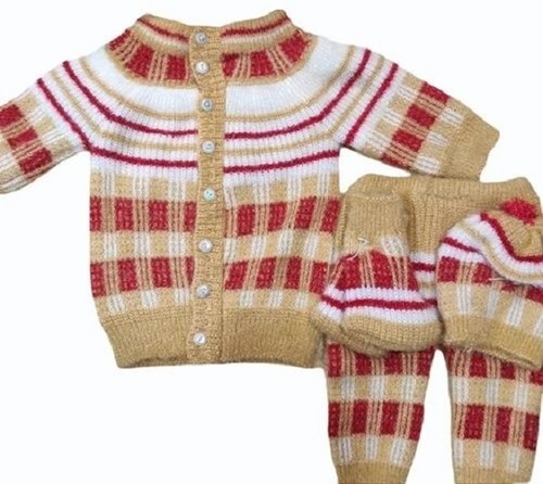 Striped Kids Woolen Sweater - Wool Material, Age Group 2-4 Years, Unisex, Long Sleeve, Multi-Color Design | Cozy Vest Style for Little Ones