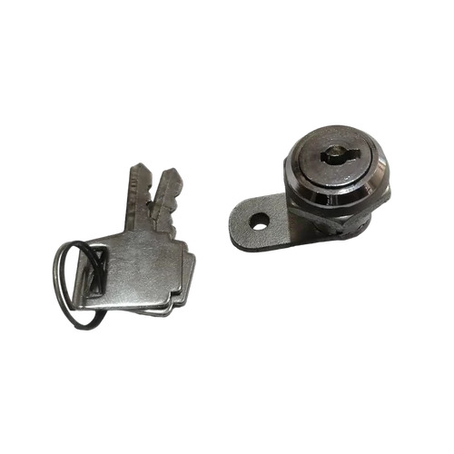 Zinc Alloy Panel Key Lock - 18mm Size, Silver Polished Finish | 2 Keys Included, Round Shape, Industrial Corrosion Resistant, Safety Purpose
