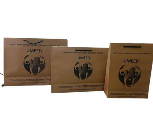Designer Kraft Paper Bag - 2kg Capacity Brown Color 150-180 GSM | Handmade Rope Handle Biodegradable Moisture Proof Recyclable Printed Pattern