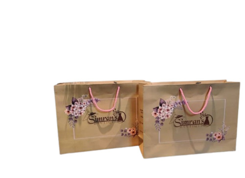 Handmade Paper Carry Bag - 5 Kg Capacity, Brown Color, Printed Design, 200 GSM | Biodegradable, Moisture Proof, Recyclable, Rope Handle