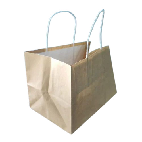 2.5kg Loop Handle Paper Carry Bag - 100 GSM, 12x10inch Size | Brown Color, Biodegradable, Moisture Proof, Recyclable, Rope Handles