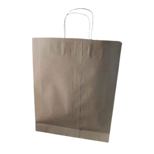 5kg Loop Handle Paper Carry Bag - Paper Material, 12x10inch Size, Brown Color | Biodegradable, Moisture Proof, Recyclable