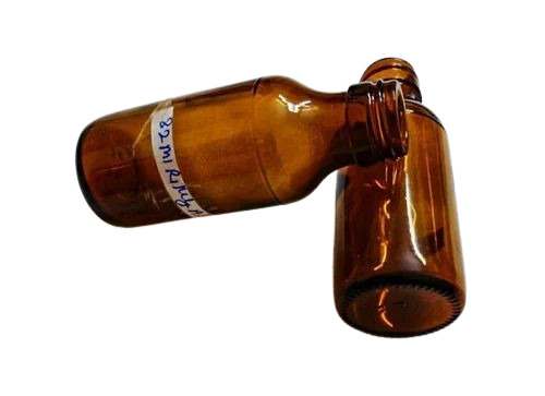 82ml Ringh Amber Pharma Glass Bottle - Glass Material, Round Shape, Amber Color, Screw Cap Sealing | Purely Hygienic for Pharmaceutical Use