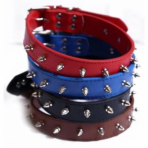 Synthetic Leather Spiked Dog Collar - Durable & Fashionable for Small & Medium Dogs | Adjustable, Skin Friendly, Multiple Colors