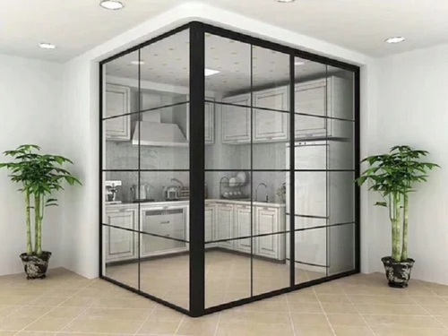 Aluminium Glass Partition - Hinged Design, 5mm Tempered Glass, Transparent Patterned Style | Solid Structure, Insulated Glass