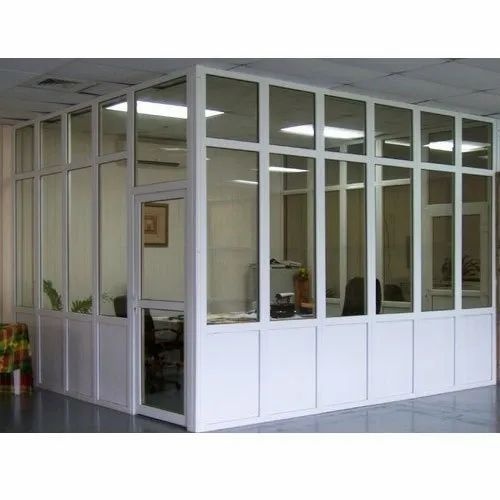 Toughened Glass Office Cabin - 5 mm Thickness, 7 Feet Height | Modern Design, Powder Coated Aluminum Frame, Easy To Clean, Scratch Resistant