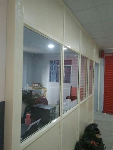 Aluminum With Glass Office Partition - 10 mm Toughened Glass, 7 Feet Height | Modern Design, Easy to Clean, Scratch Resistant, Powder Coated Finish