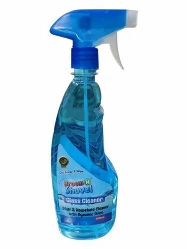 Broom N Shovel Liquid Glass Cleaner - 500 Ml Bottle, Blue Color, Jasmine Fragrance, 24 Months Shelf Life, Ideal for Home, Office, and Car