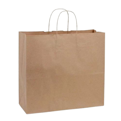 Brown Loop Handle Paper Carry Bag - Paper, 11x8 Inch, Brown | Biodegradable, Moisture Proof, Recyclable, Max Load 5kg