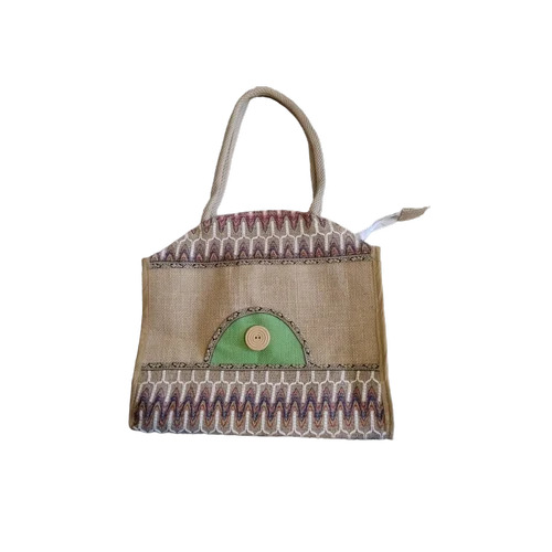 Eco Friendly Embroidered Jute Bags - 1 Kg Weight Capacity Brown Color | Loop Handle Corrosion Resistant Customized Design Options Eco Friendly Usage
