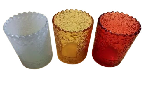 Empty Candle Jar - Glass, Round, Multicolor | Ideal for Home Decoration, Single Holder, New Condition, Indian Regional Feature