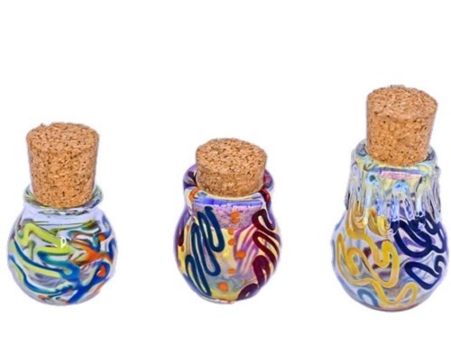 Fancy Glass Jar With Cork - Crack Resistant Glass, Custom Size & Color | Light Weight, Solid Structure, Printed Pattern, Quality Tested