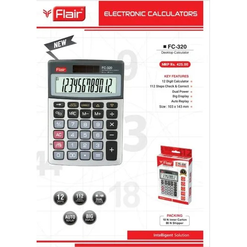 FC-300 Desktop Calculator - Plastic, Compact Design, Grey | Large Display for Clear Reading, Durable Keys for Smooth Input, Performs Basic & Advanced Math Functions