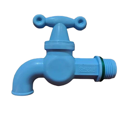 Half Turn Water Tap - PVC 15 mm , Glossy Blue Finish , Durable Round Design