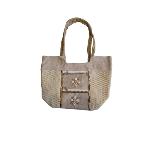 Handmade Embroidered Jute Bags - Material: Jute, Weight Capacity: 2 Kg, Color: Brown | Eco-Friendly, Corrosion Resistant, Customized Design Available